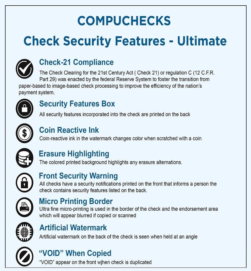 Compuchecks Blank Check Paper, Computer Checks Compatible with QuickBooks and Any Laser Printer, Secure Check on top Voucher on Bottom (50 Blank Checks, Green Marble) - Image 5